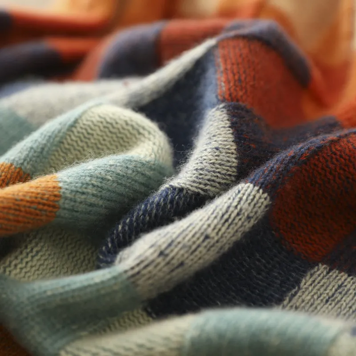 Adalynn™ | Farverig rullekravetrøje med patchwork-mønster
