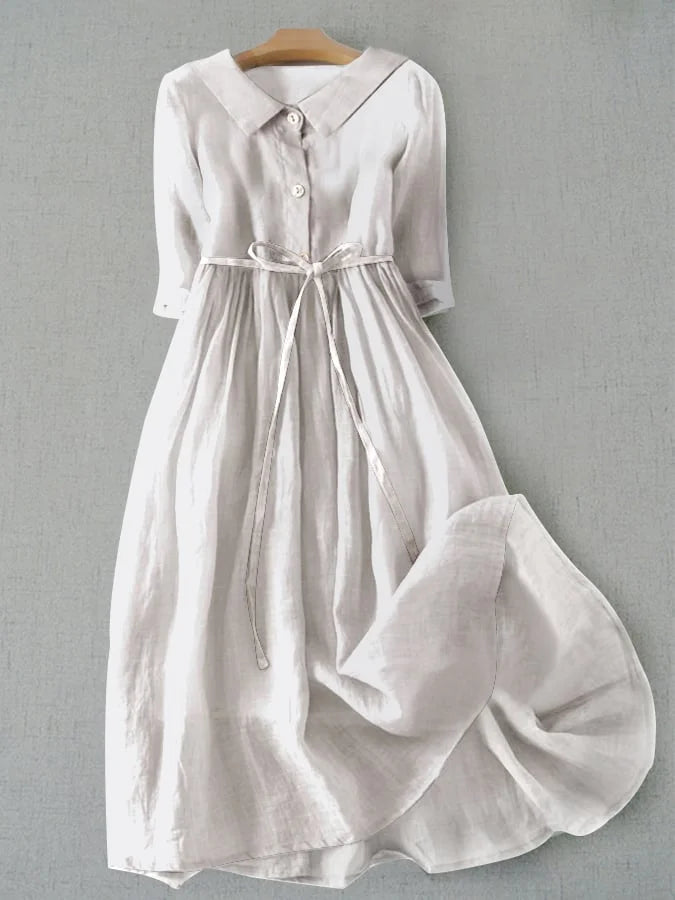 AZULAH | Elegant Short Sleeve Dress with Tie at the Waist