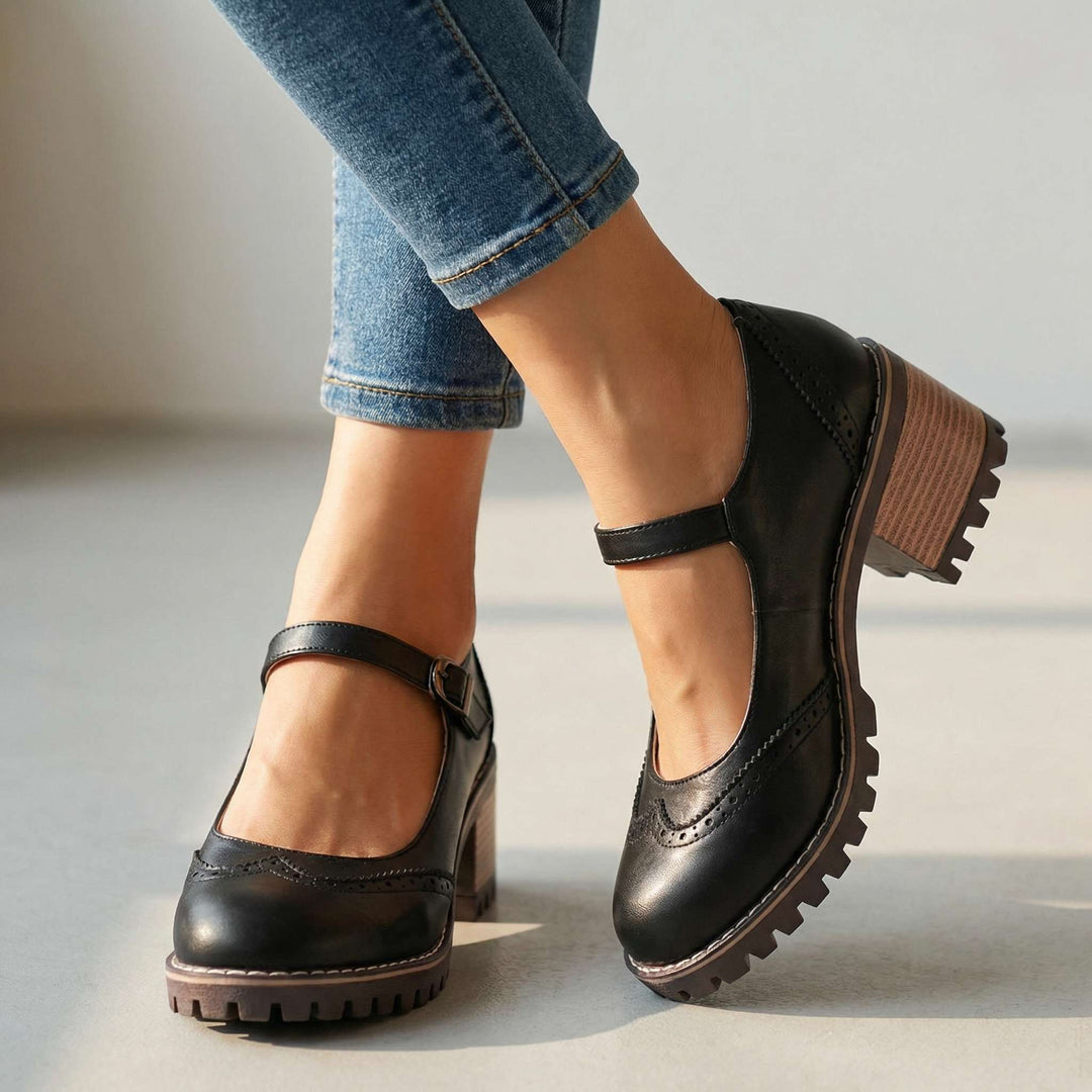 Marie | T-Strap Mary Jane Heels with Buckle