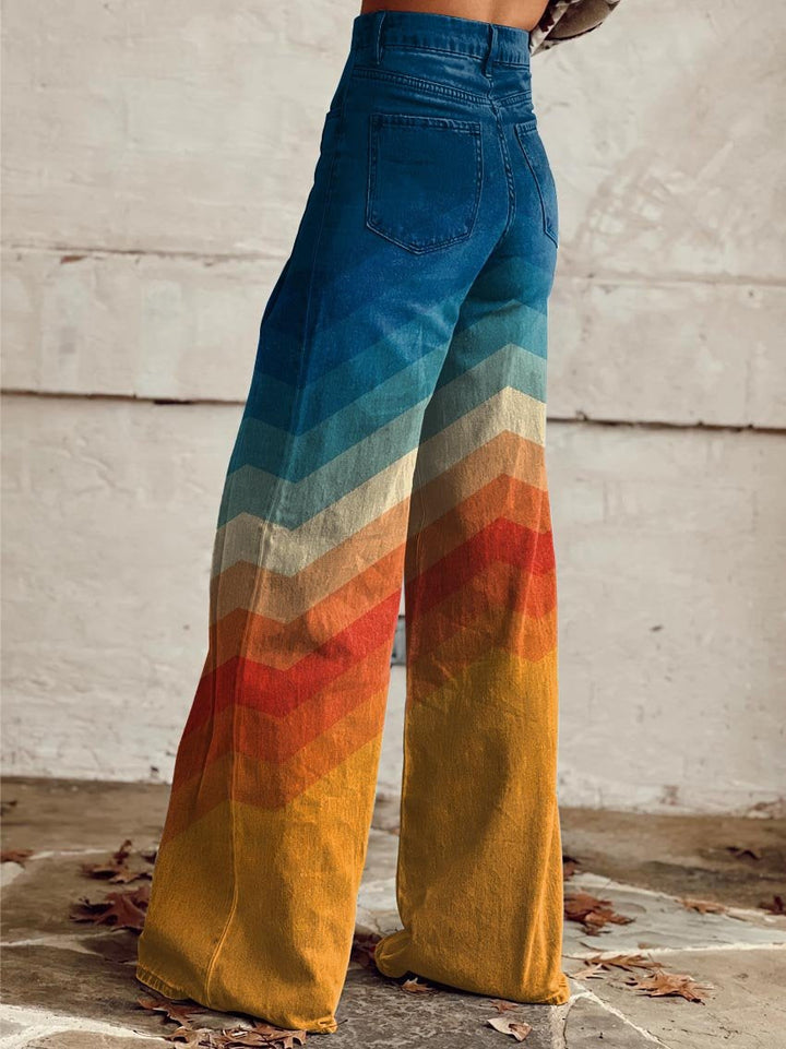Estela™ | Retro chevron-bukser med brede ben