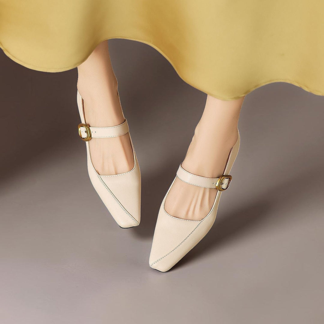 Zorae | Paneled Mary Jane Block Heel with Gold Buckle