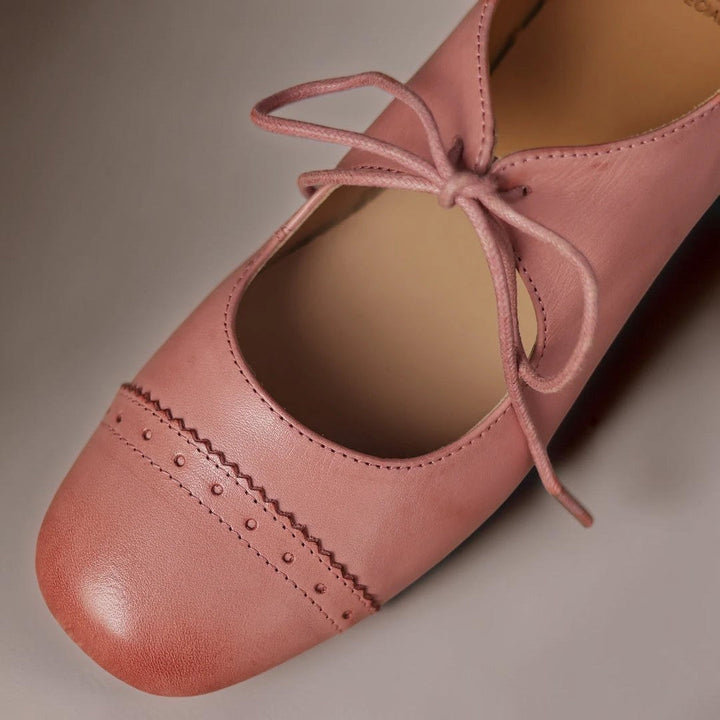 Constance | Carved Leather Oxfords with Low Block Heel