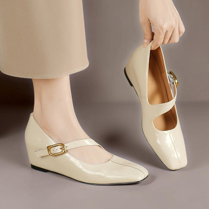 Viora | Genuine Mary Jane Heels with Buckle Strap
