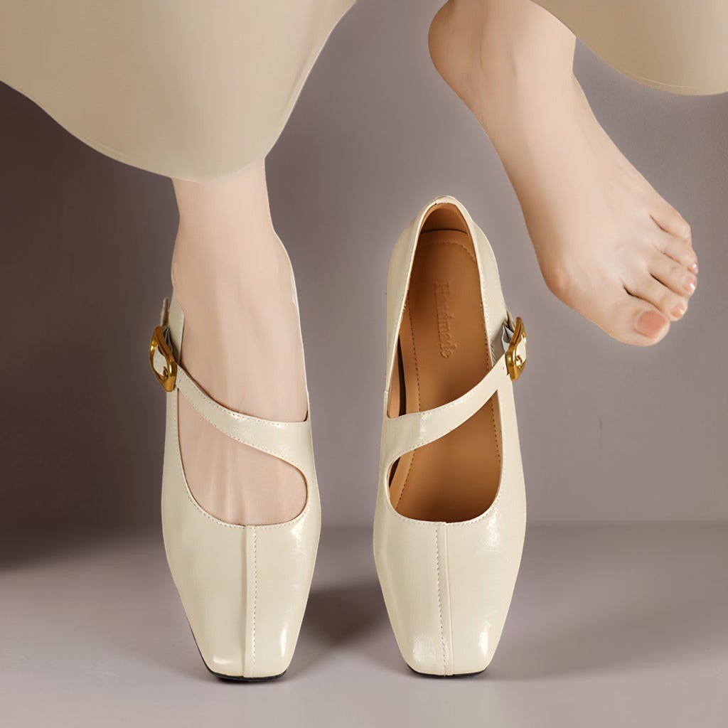 Viora | Genuine Mary Jane Heels with Buckle Strap