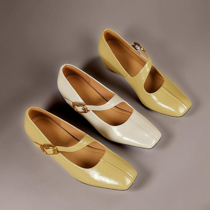 Viora | Genuine Mary Jane Heels with Buckle Strap